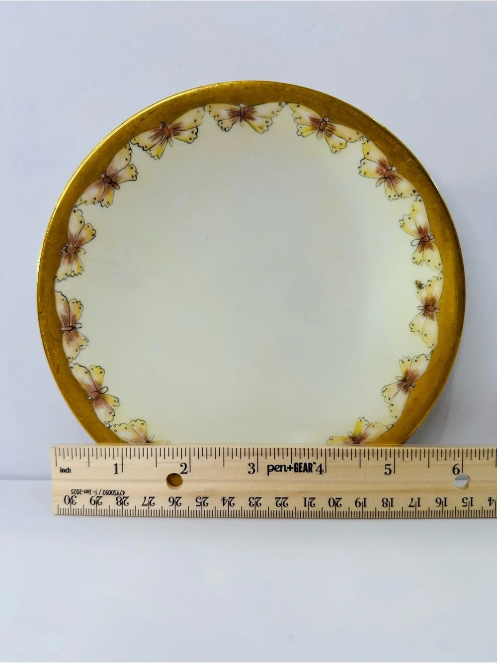 J.P Limoges Butterfly Motif 6” Plate with Gold Rim